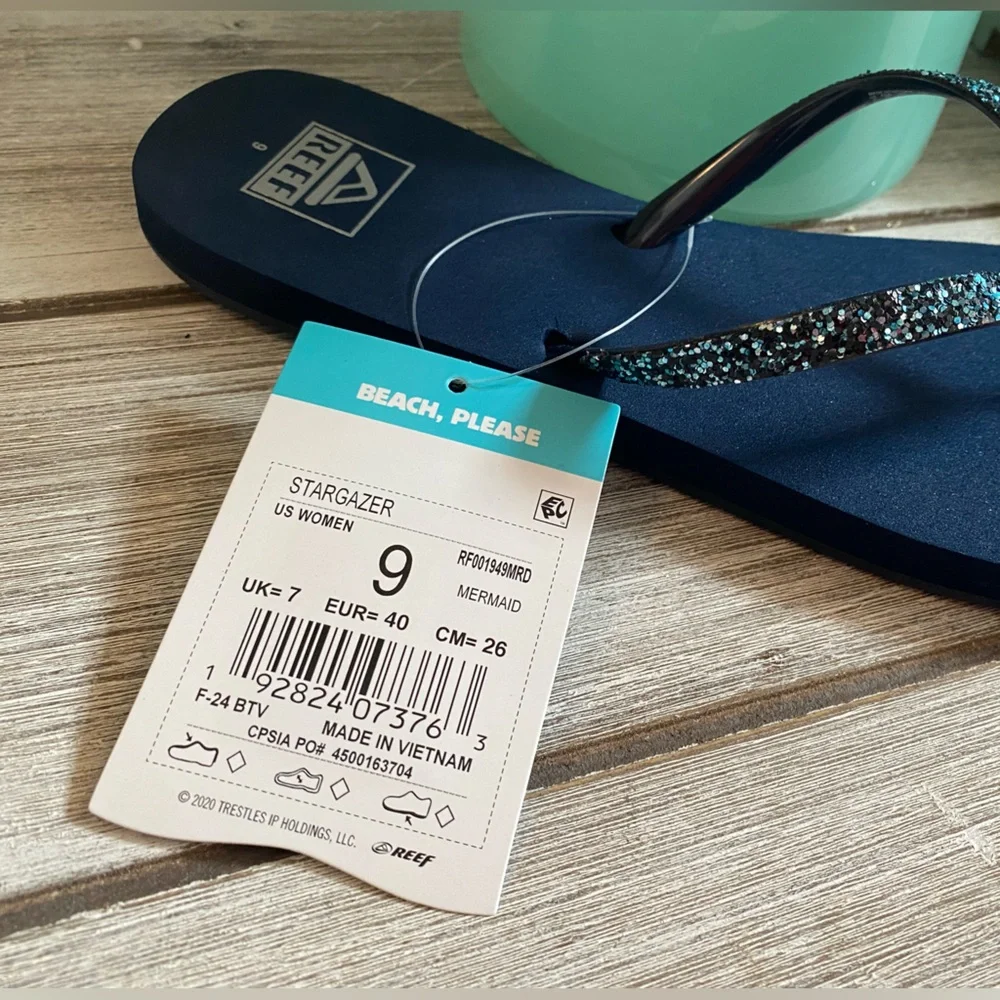 Reef Stargazer Flip-Flops ✨ Mermaid Size 9 | dark navy blue + sparkles - Picture 4 of 11